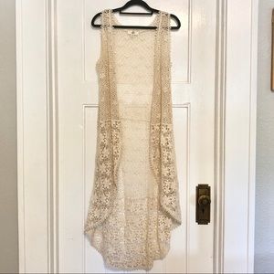Crochet Midi Duster in Cream